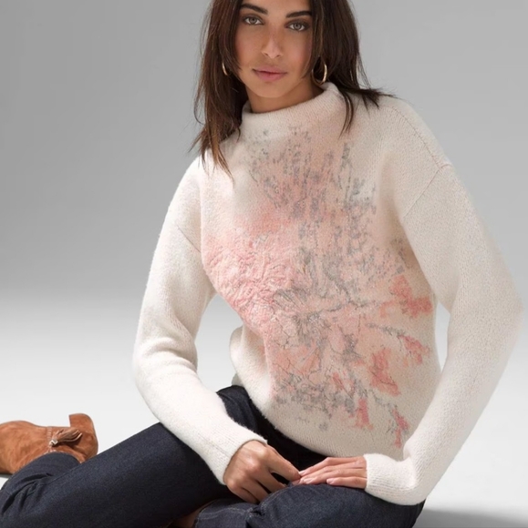 NWT Mock Neck Embellished Floral Sweater - Picture 10 of 11